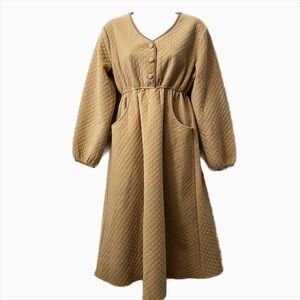 ISUP, Quilted Cinched Waist, V-Neck dress